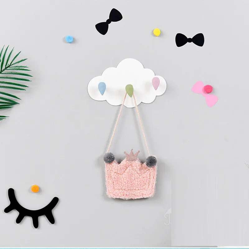 Creative Cute Star Moon Cloud Shape Nail-free Wall Clothes Hooks Kids Room Decorative Key Hanging Hanger Kitchen Storage Hook