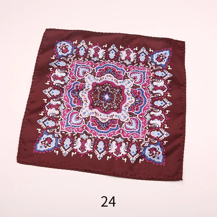 Linbaiway Vintage Paisley Floral Print Square Handkerchief for Mens Polyester Small Handkerchief Unisex Pocket Towel Neck Scarf