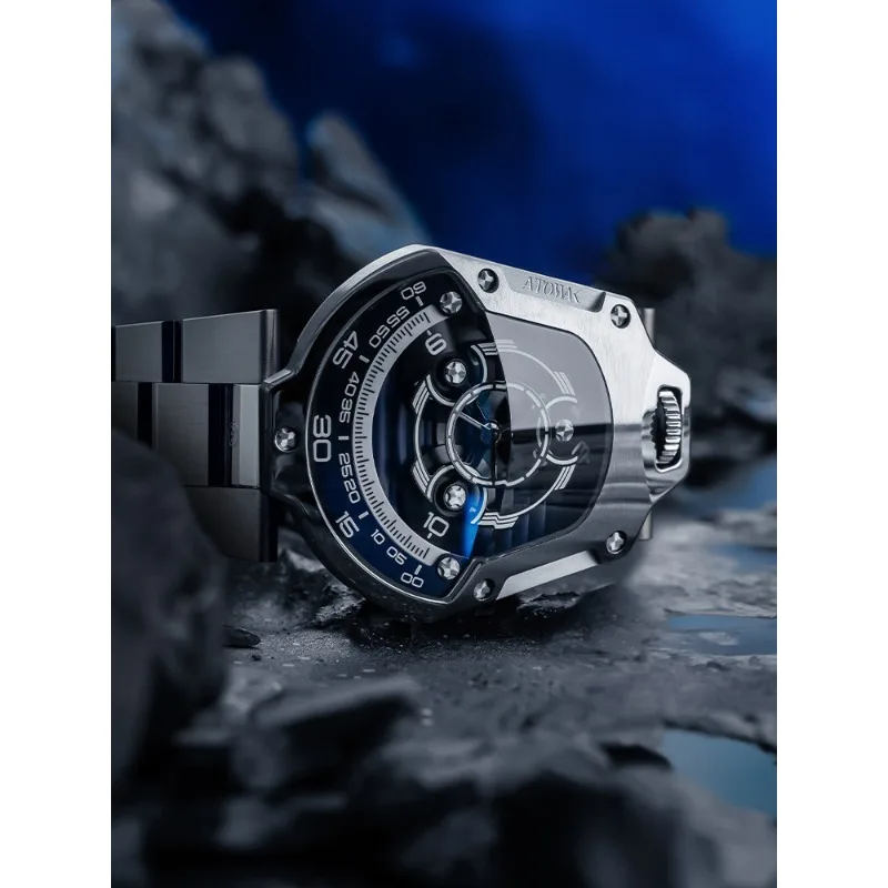 Private Custom Flat Star Wheel Watch, Fully Automatic Mechanical Watch, Men's Steel Belt AK Limited Edition