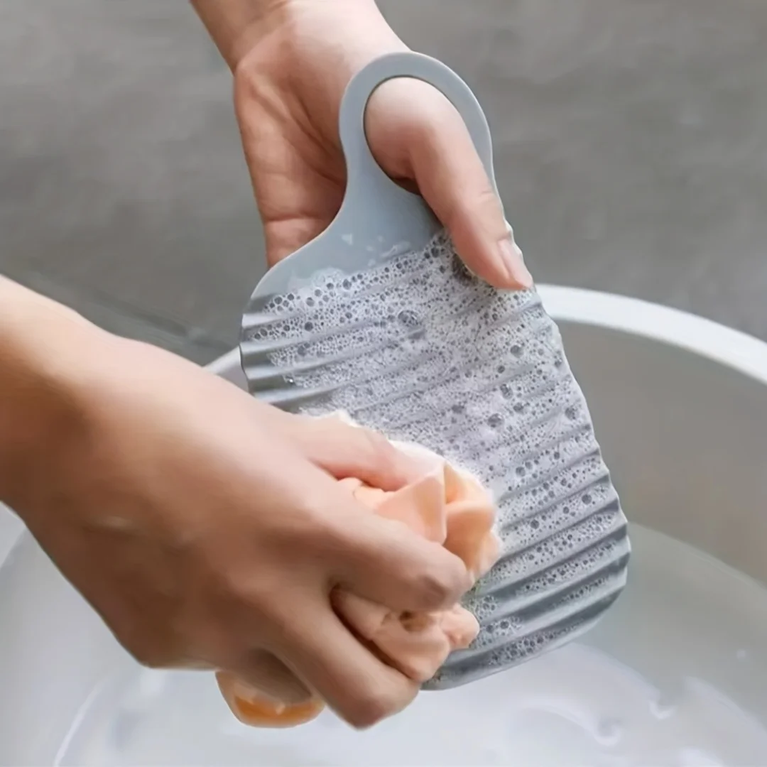 Mini Washing Board for Dorms - Non-Slip Thickened Plastic Laundry Board,Compact Design for Socks,Underwear,Clothes - Durable