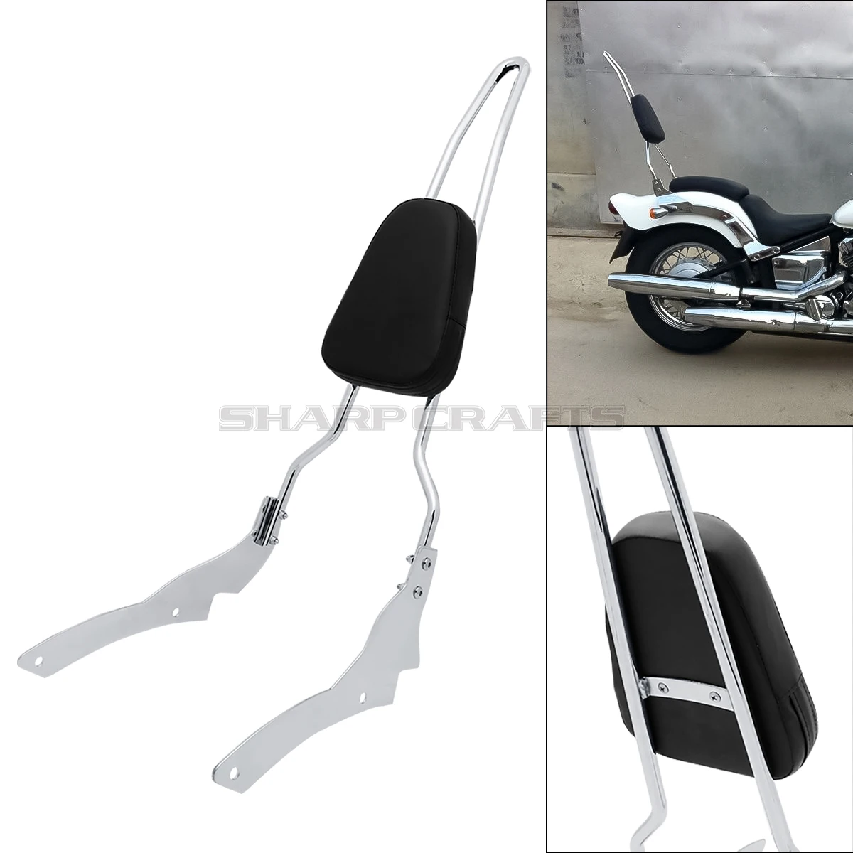 

For Yamaha V-Star XVS400 XVS650 Dragstar DS400 DS650 XVS/DS 650 Custom 1996-2017 Spike Bow Back Motorcycle Backrest Sissy Bar