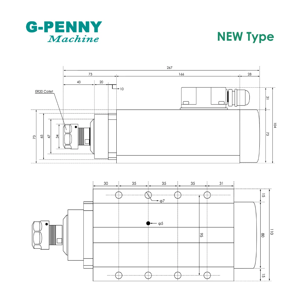 220V 380V 2.2kw ER20 CNC Air coolant spindle motor 3phase 300hz 4 bearings air cooling with 2.2kw inverter variable  frequency!