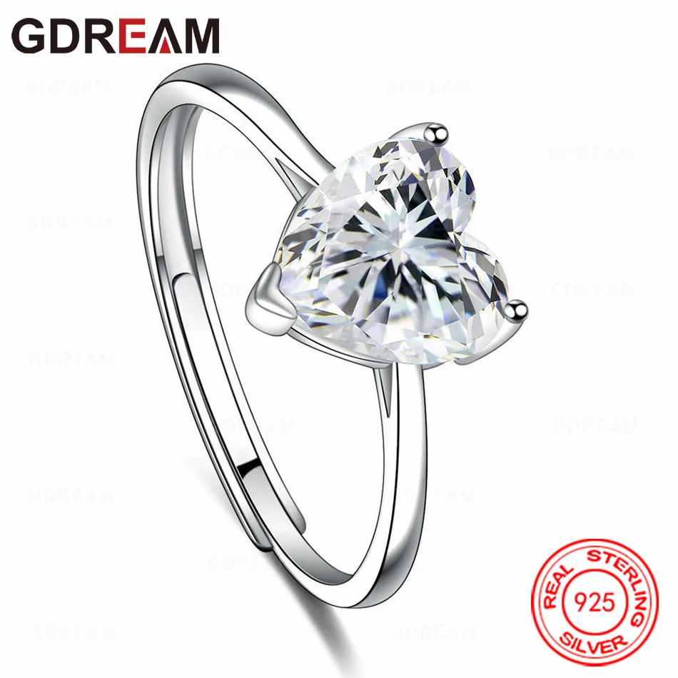 GDREAM 925 Sterling Silver Love Zircon Five-Color Ring Small Fresh Design Women'S Engagement Jewelry