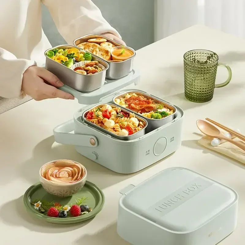 Office Worker Electric Lunch Box: Appointment Timing Function，Steam & Cook, Smart Touch, Self-Heating & Heat Preservation.