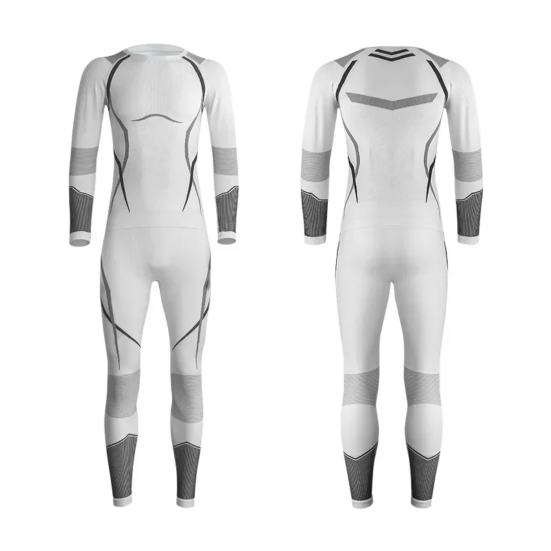 Mulheres homens esqui roupa interior térmica 2pc define umidade-wicking & secagem rápida agasalho apertado sem costura aquecido ciclismo roupas esportivas