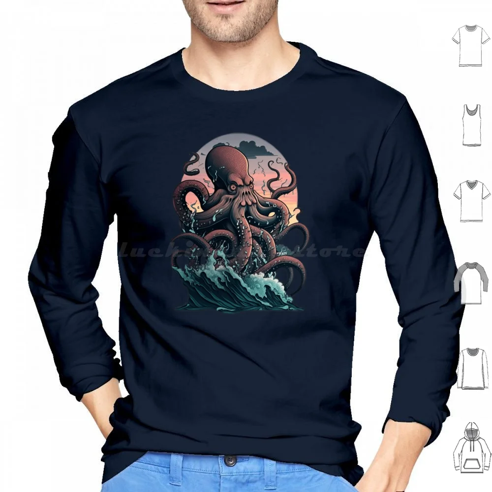 Mythical Sea Creatures Hoodie cotton Long Sleeve Legendary Beasts Mythical Monsters Fantasy Creatures Enchanted Animals