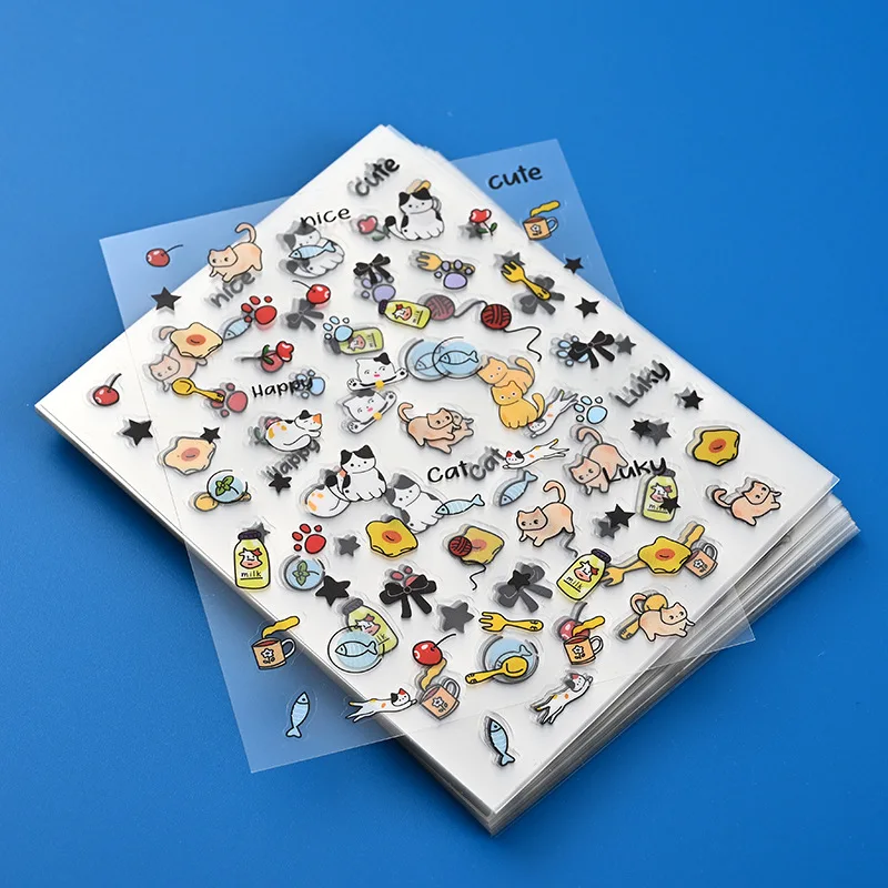 1pc Retro 5D Puffy Dog Cat Stickers Kawaii Cartoon Animal Decals for iPad CCD Camera Case Laptop Phone Scrapbook DIY Craft