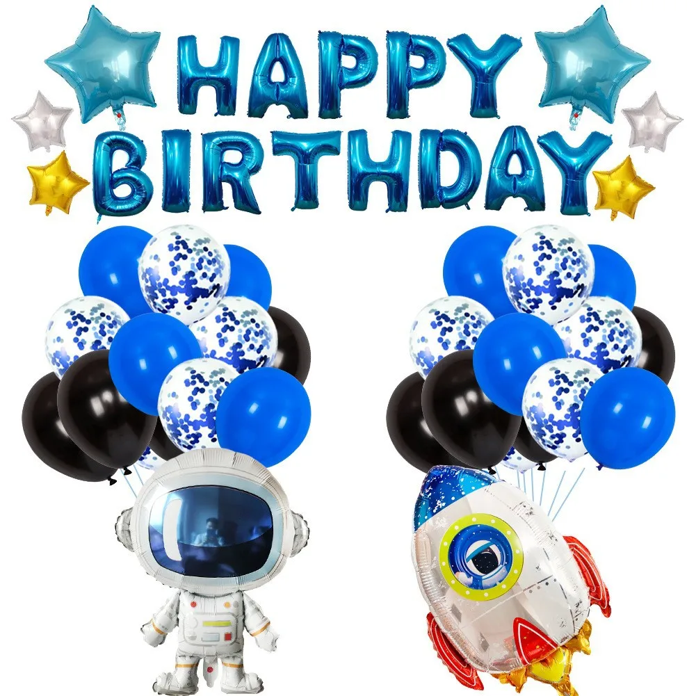 Ballon d\'astronaute de fête de l\'espace, ballons en aluminium de fusée, fête à thème de la galaxie, décor de fête d\'anniversaire pour garçon et