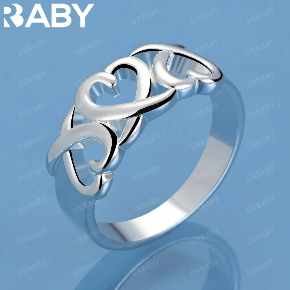 

URBABY Стерлингового Серебра 925 Размер 6-10 Кольцо с Сердечками Для Женщин Модные Ювелирные Изделия Винтаж Грейс Шарм Благородная Вечеринка Подарки На День Рождения