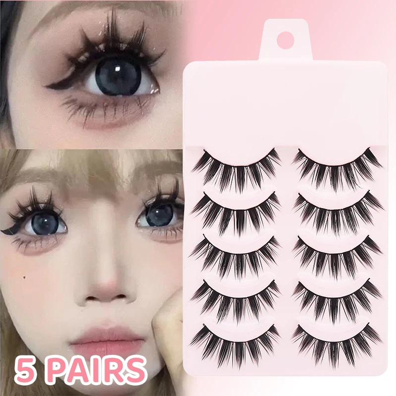 DINGSEN 5 Pares de Pestañas Naturales para Maquillaje Suaves Largas Tira Postizas Herramientas de Belleza 3