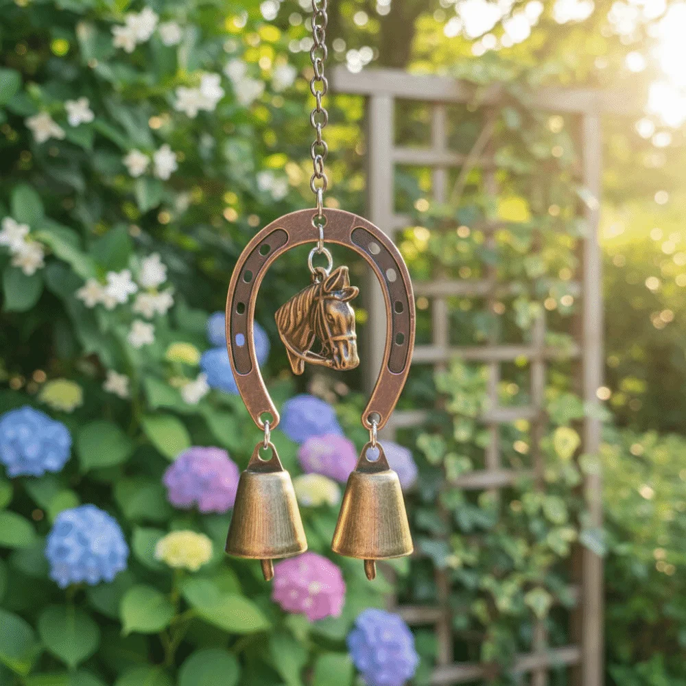 Horse-Shaped Retro Wind Chimes Vintage Creative Outdoor Wind Chimes Animals Soothing Audio Courtyard Hanging Ornament Gift