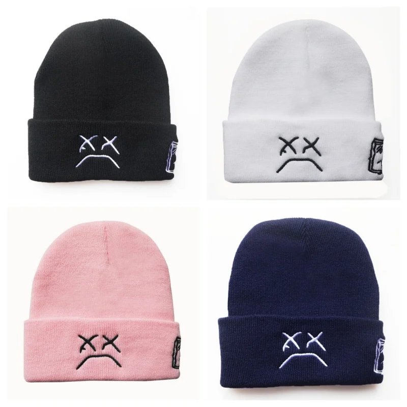 

2024 New Fashion Hot Sell Autumn And Winter New Knitted Hats For Men And Women Crying Face Woolen Hat Outdoor Youth Warm Head Co