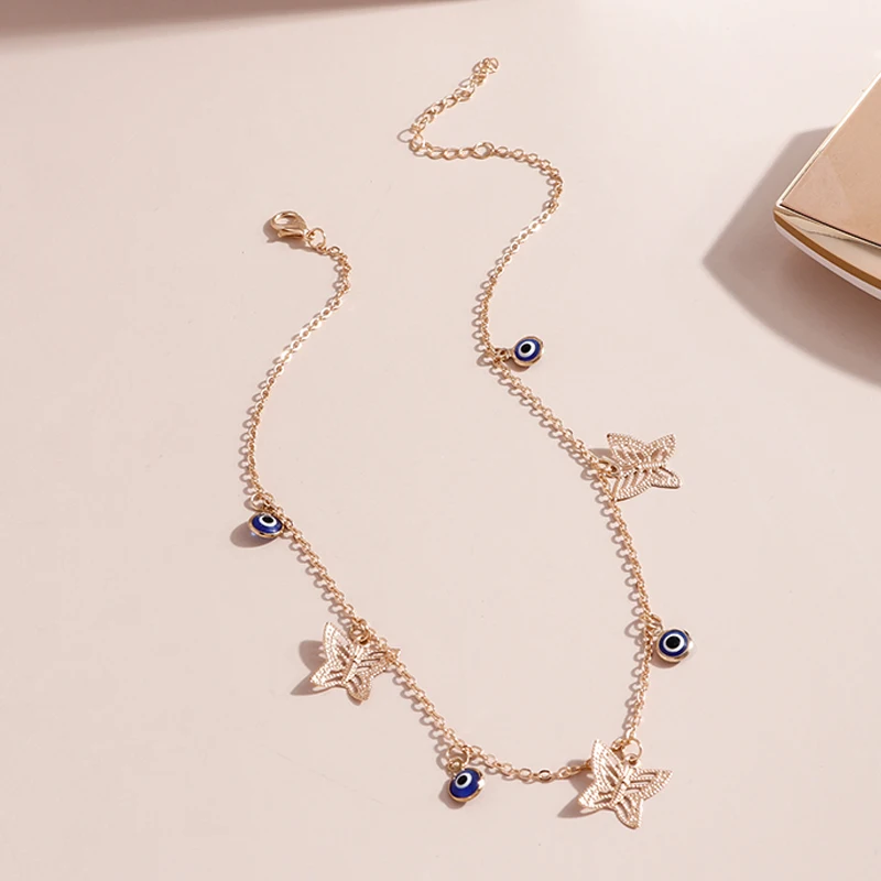 Aihua Niedliche kleine türkische Glücksauge-Schmetterlings-Halskette für Frauen, Statement-Halskette, Halsketten, Chocker, Damenschmuck – Detail 5