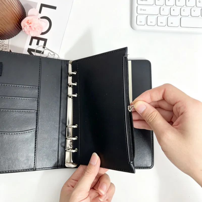 A6 Macaron Color Notebook Binder Loose Leaf Document Filing Bags DIY Document Bag Binder Rings PVC Storage Binding Folder - view 4