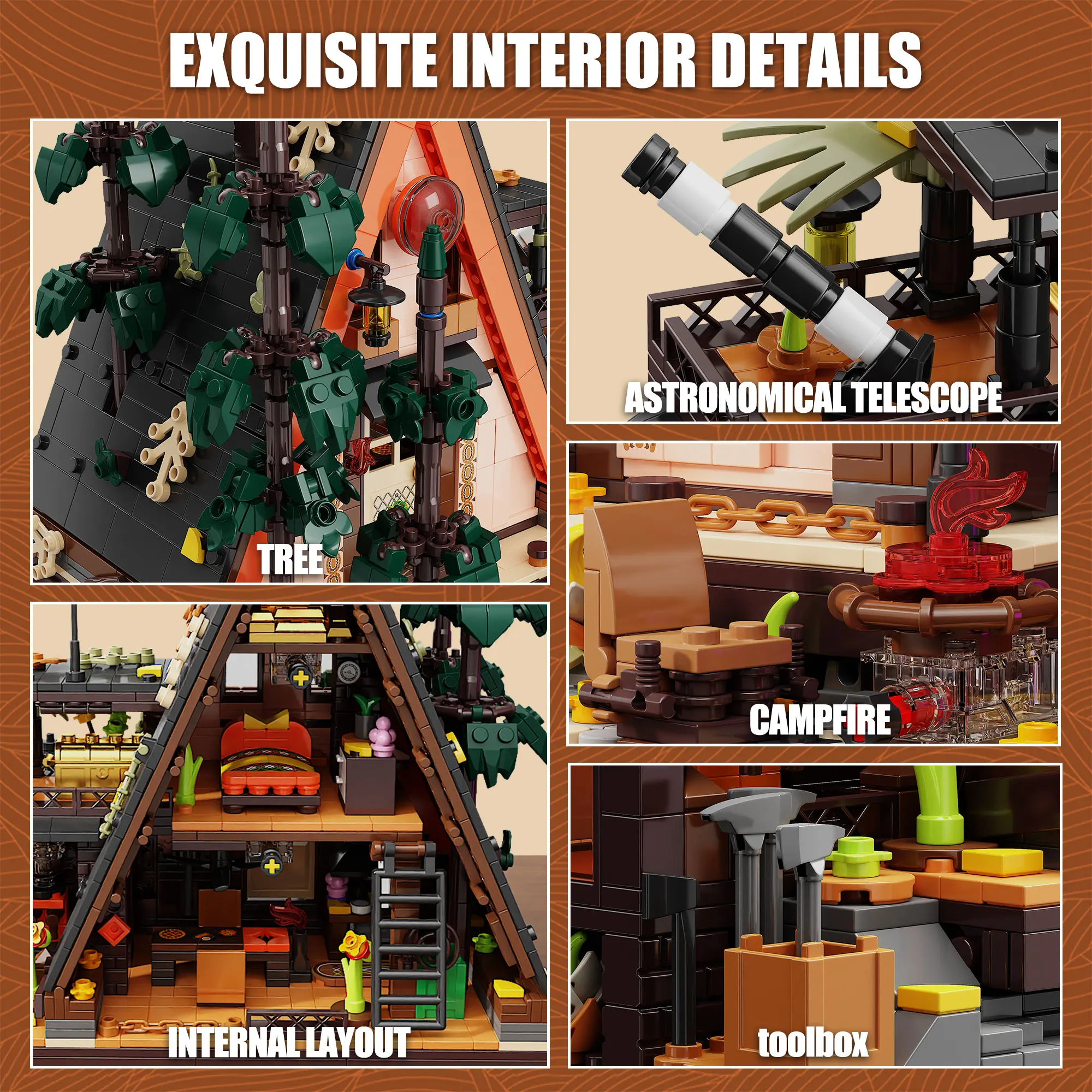 1800 قطعة منزل خشبي مثلث ألعاب مكعبات البناء نموذج سجل المقصورة تجميع الطوب مجموعات الالعاب للطفل سطح المكتب حلية الهدايا