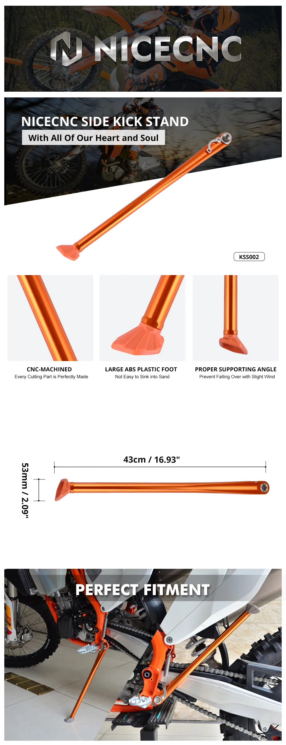 (EU-Lager) Für KTM EXC 300 Seitenständer EXCF 500 EXC-F 450 SX-F 350 XC-W 400 300 XC-F 250 XC 200 150 2008-2016 – Detail 2