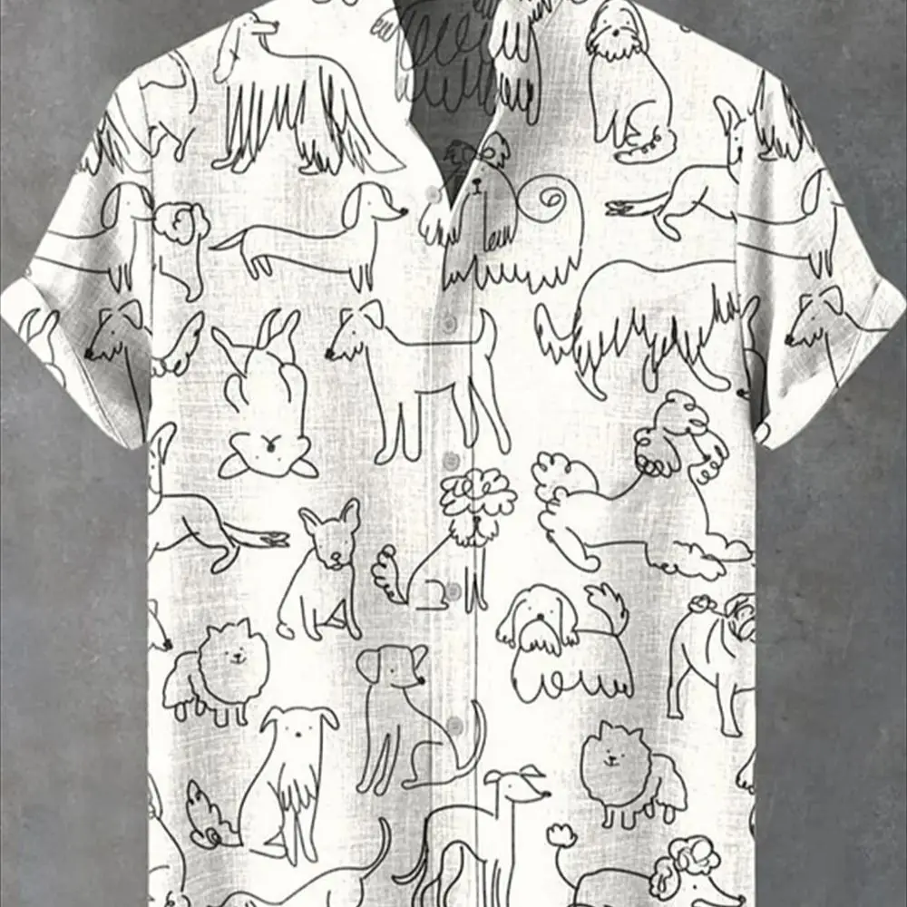 Stand collar autumn men\'s clothing versatile men\'s shirt Hawaii vacation comfortable 3D printing cat high-definition pattern