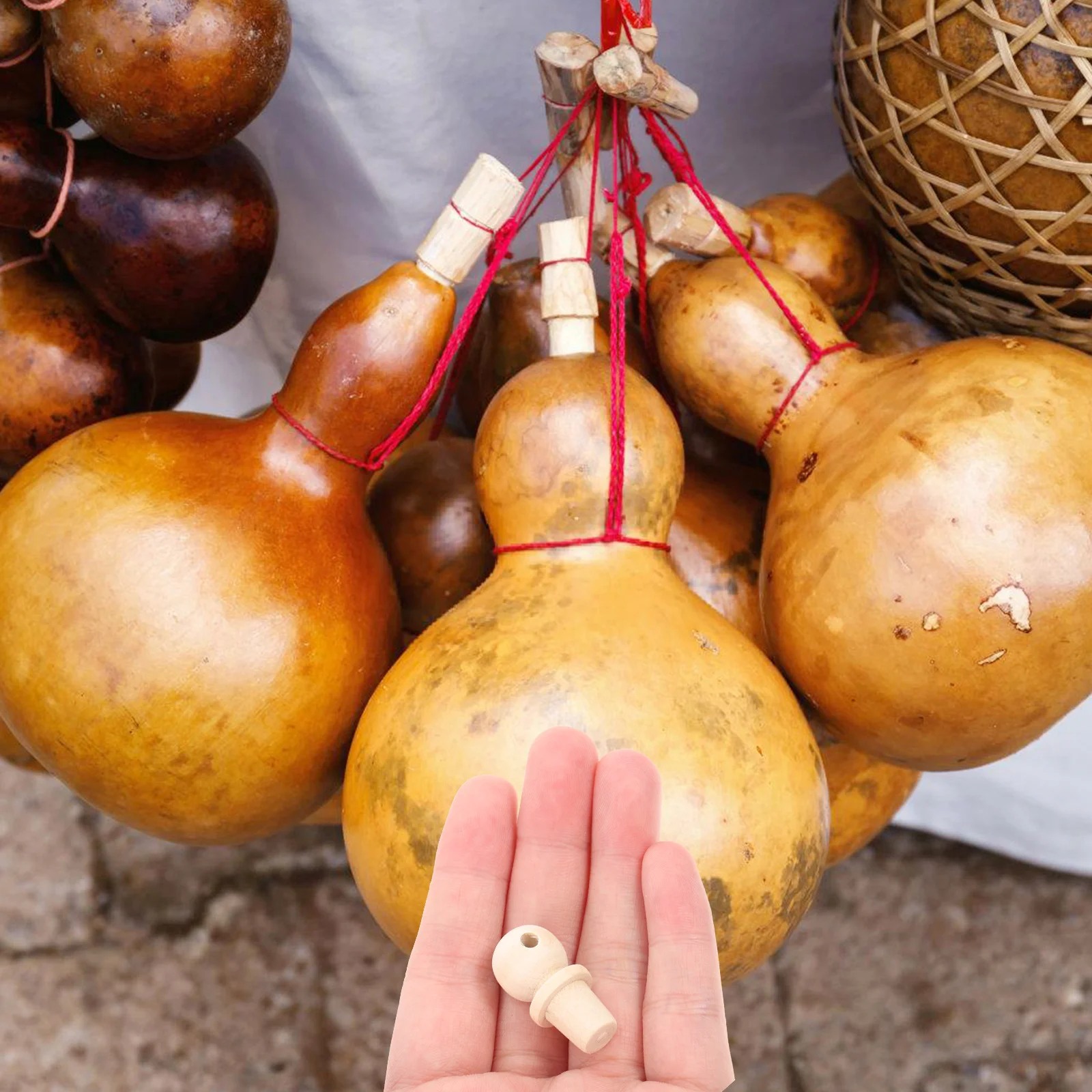 

10pcs Gourd Stoppers Accessories Unfinished Wood Finials For Diy Crafts Bottle Stoppers For Glass Bottles Cork Stopper Pottery