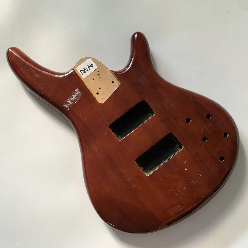 DB134 Transparent Brown Color 4 Strings Electric Bass Body Active Solid Wood DIY Guitar Parts for Replacement Stock Item