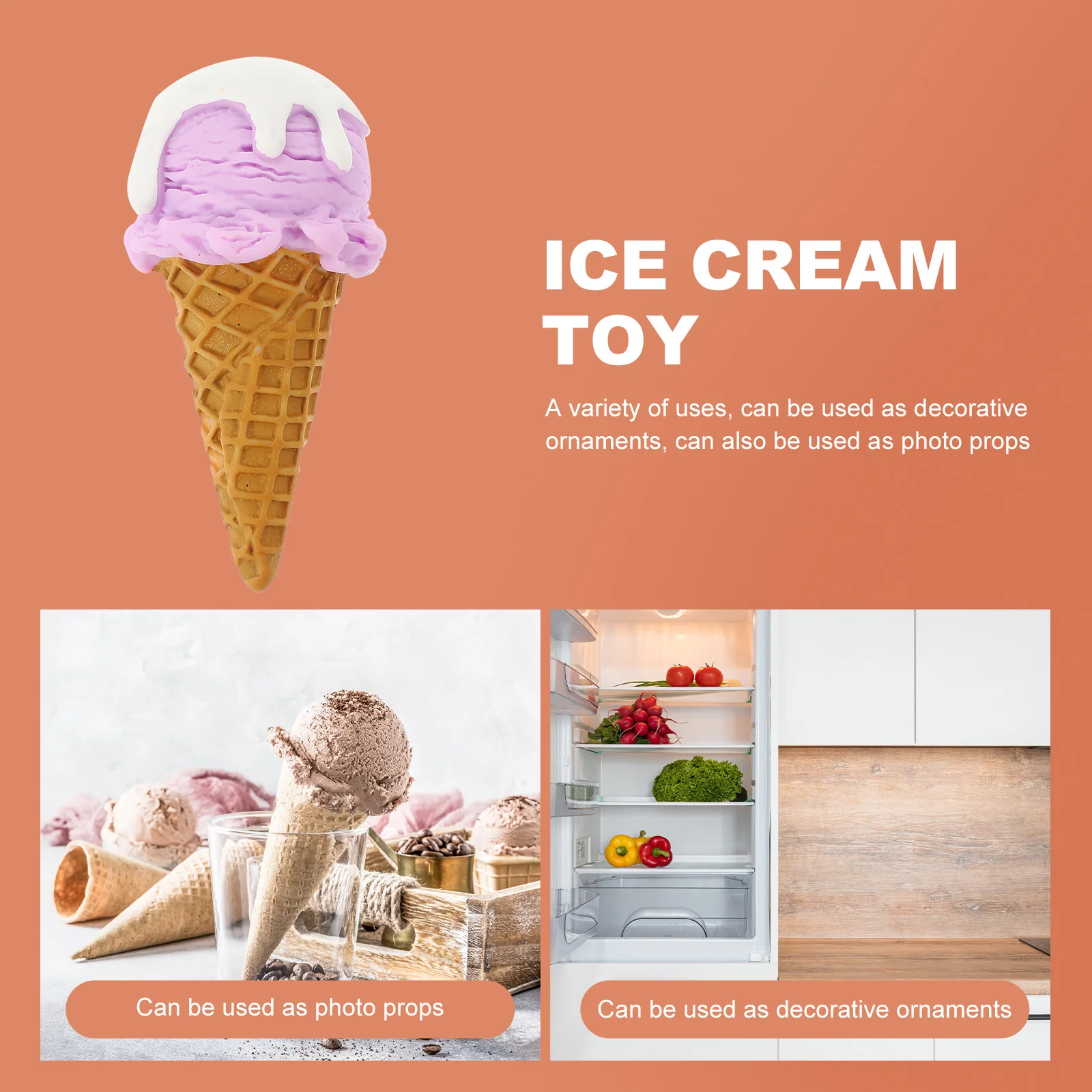 2 Pcs Simulated Ice Cream Mold Artificial Cake Model Cone Prop Fake Simulation Dessert Display Items