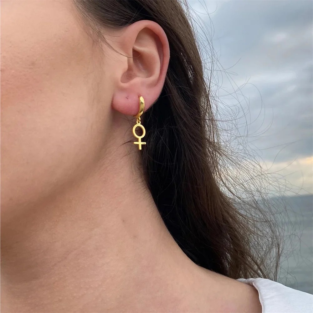 Tangula فينوس رمز الأذن ترصيع النساء الفولاذ المقاوم للصدأ الجنس رمز إسقاط أقراط مثليه LGBT مجوهرات حلية اكسسوارات الحفلات #6