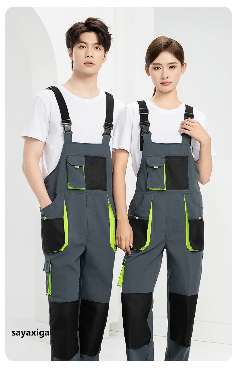 Work Overalls for Man Carpenter Overalls Two Tones Work Wear Men\'s Overall Jumpsuit Industrial Mechanic Labor Protection Clothes