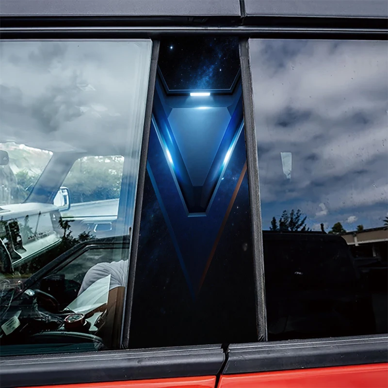 

2pcs Car Center Pillar Window Film Triangular Mecha Glossy protective polyethylene film