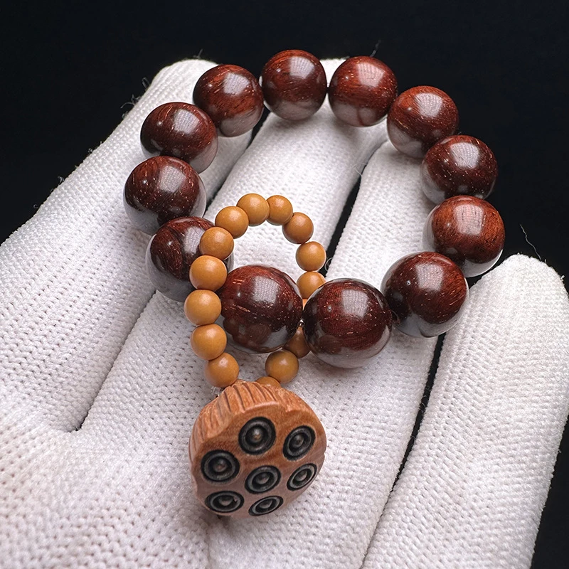 Creative Mini Hand Wooden Lotus Bead Ring Finger Spinner with Olive Beads, Ancient Style Universal Handheld Toy