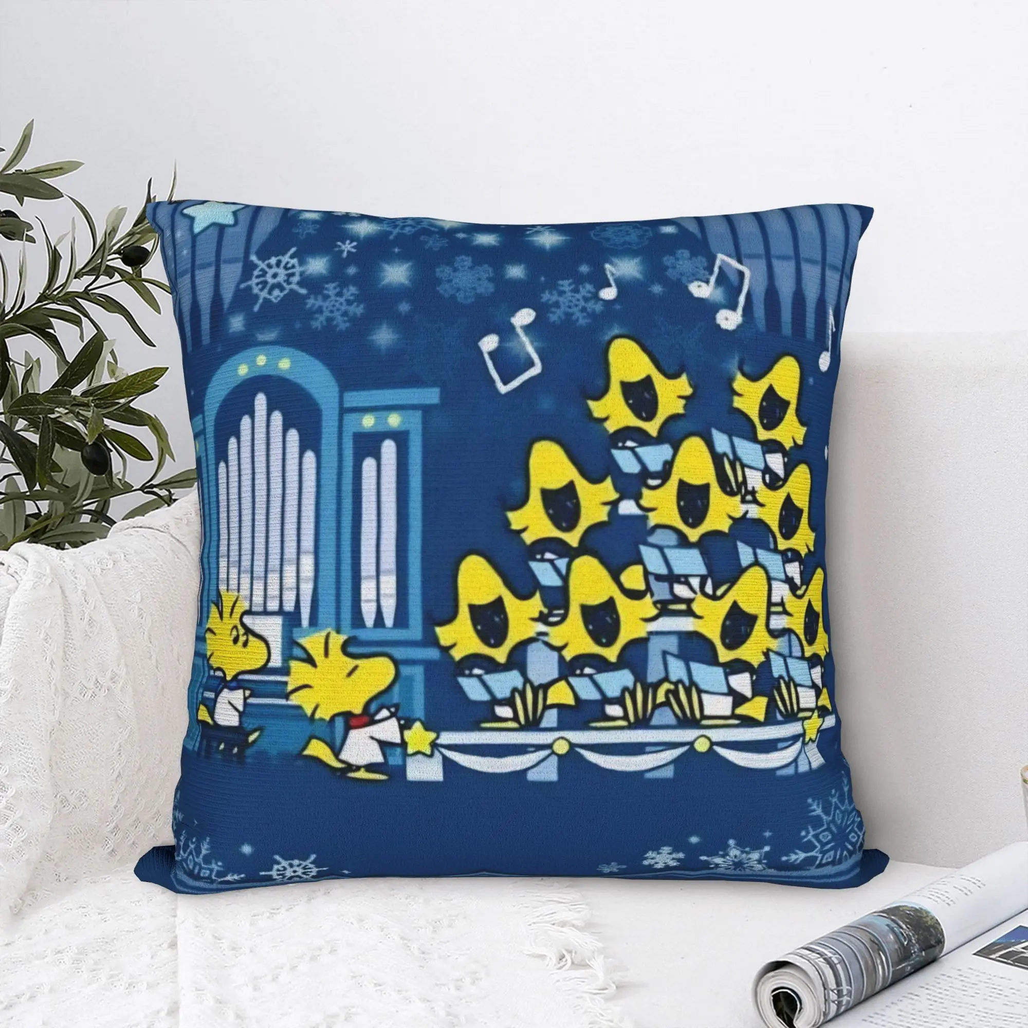 S-Snow Woodstocks Snoopys Christmas Square Pillow Case  Cushion Covers Decorative Throw Pillow Case Cover for Bed 45*45cm