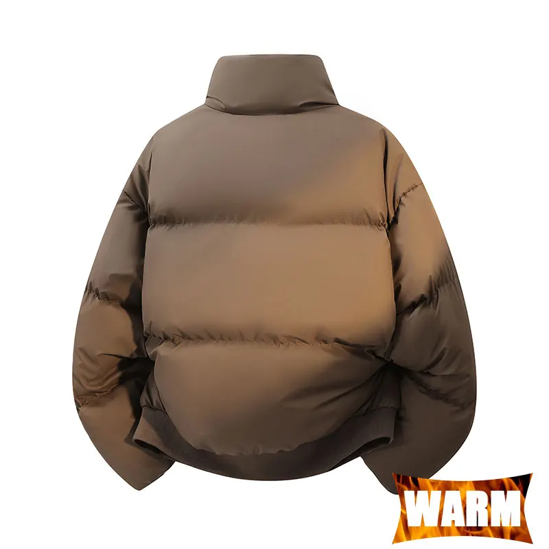 Winter Warm Jacket Windproof Stand Collar Warm Breathable Solid Color Coat Couple Outdoor Casual Sport Running Hiking Warm Coat