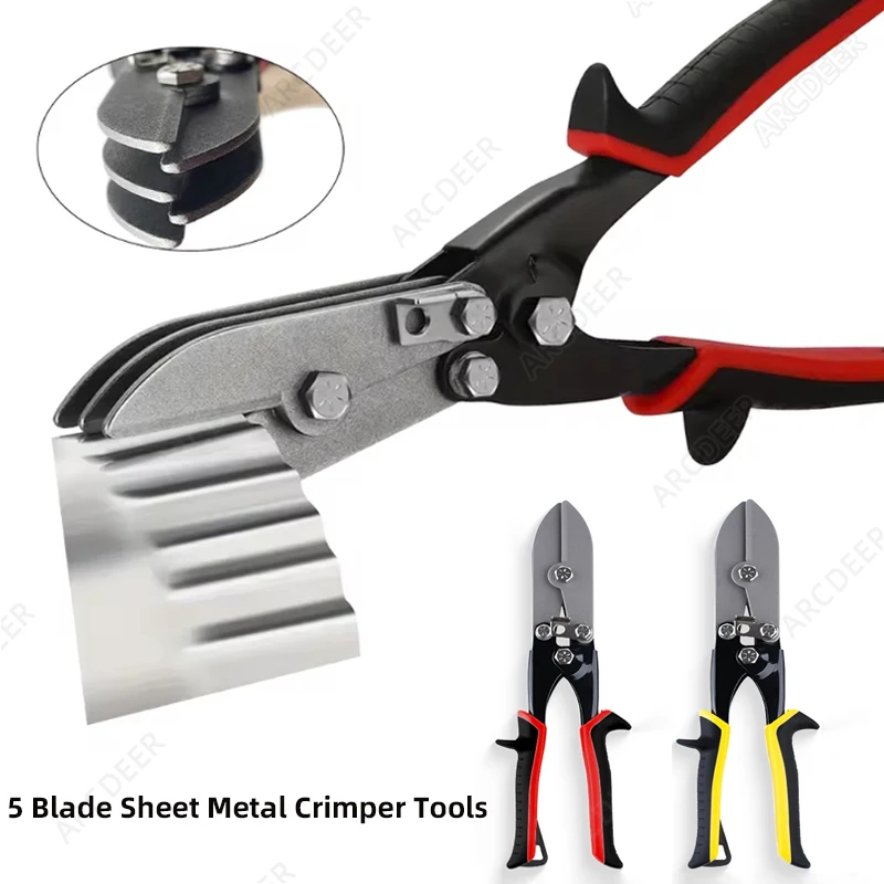 

5 Blade Sheet Metal Crimper Tools-Hand Crimper Pipe Multifunctional Metal Sheet Iron Plate Sheet Cutting Scissor Hand Tools