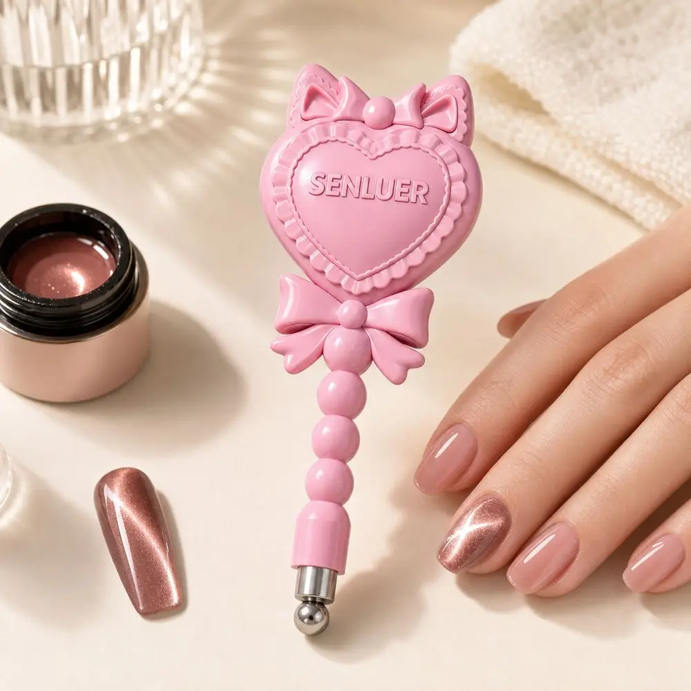 New Strong Magnetic Cat Eye Magnet Wand Beaded Handle Heart Bow Style Gel Polish Magnet Cat Eye Nail Tool DIY Manicure