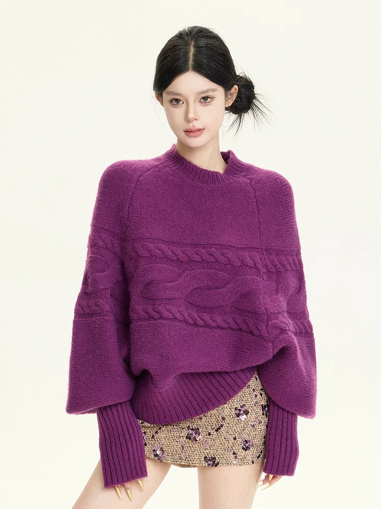 

Women's Purple Gothic Pullover Knitted Sweater Harajuku Korean Y2k Turtleneck Long Sleeves Jumper Sweaters Vintage 2000s Clothes