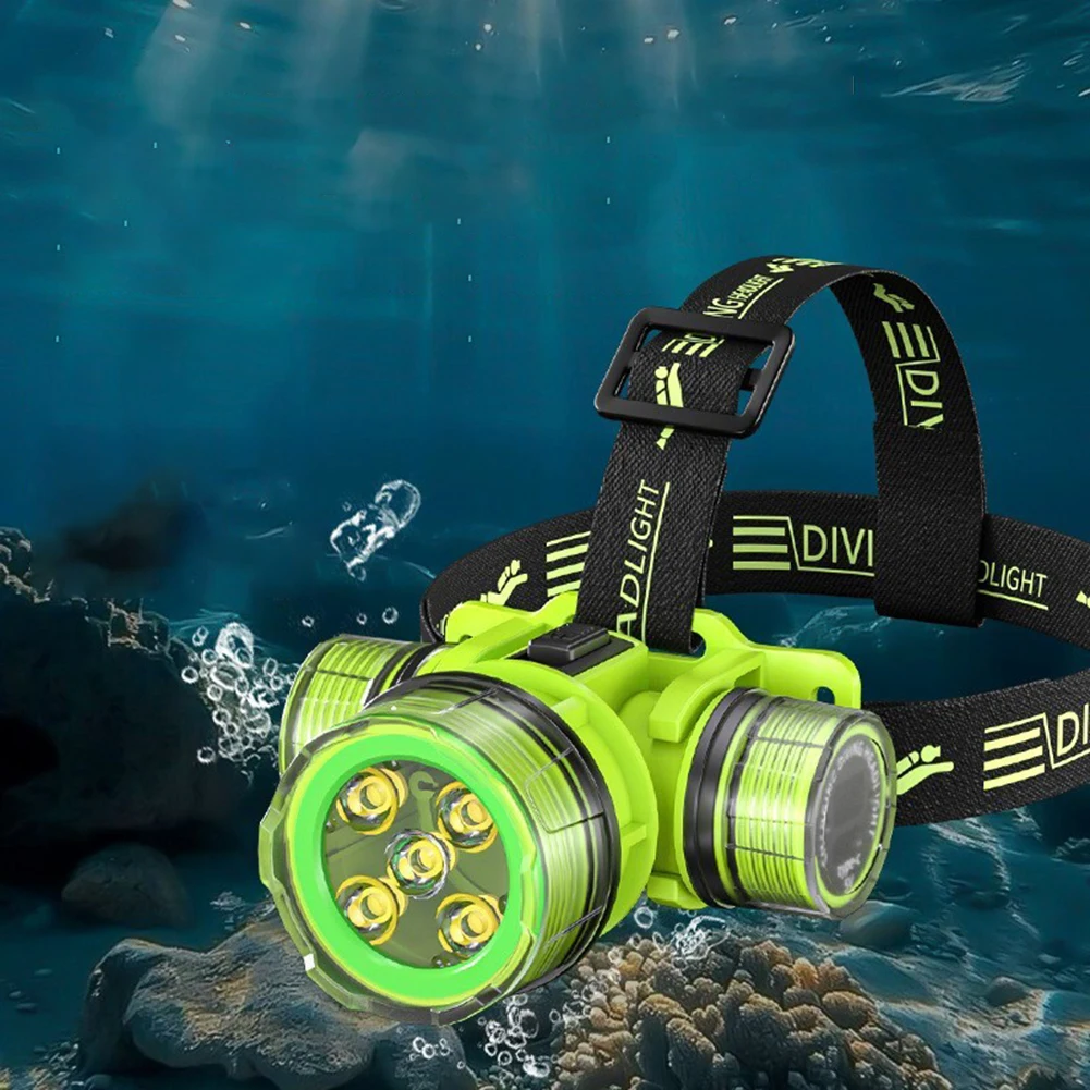 

1 шт. налобный фонарь для дайвинга 350 м IPX8 водонепроницаемый перезаряжаемый подводный налобный фонарь для ночной рыбалки широкоугольные детали лампы