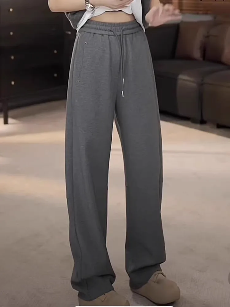 plus Size Wide Leg Pants Women's Autumn Slimming Loose Casual Sports Straight Cut Trousers Fat MM Banana Knife Pants