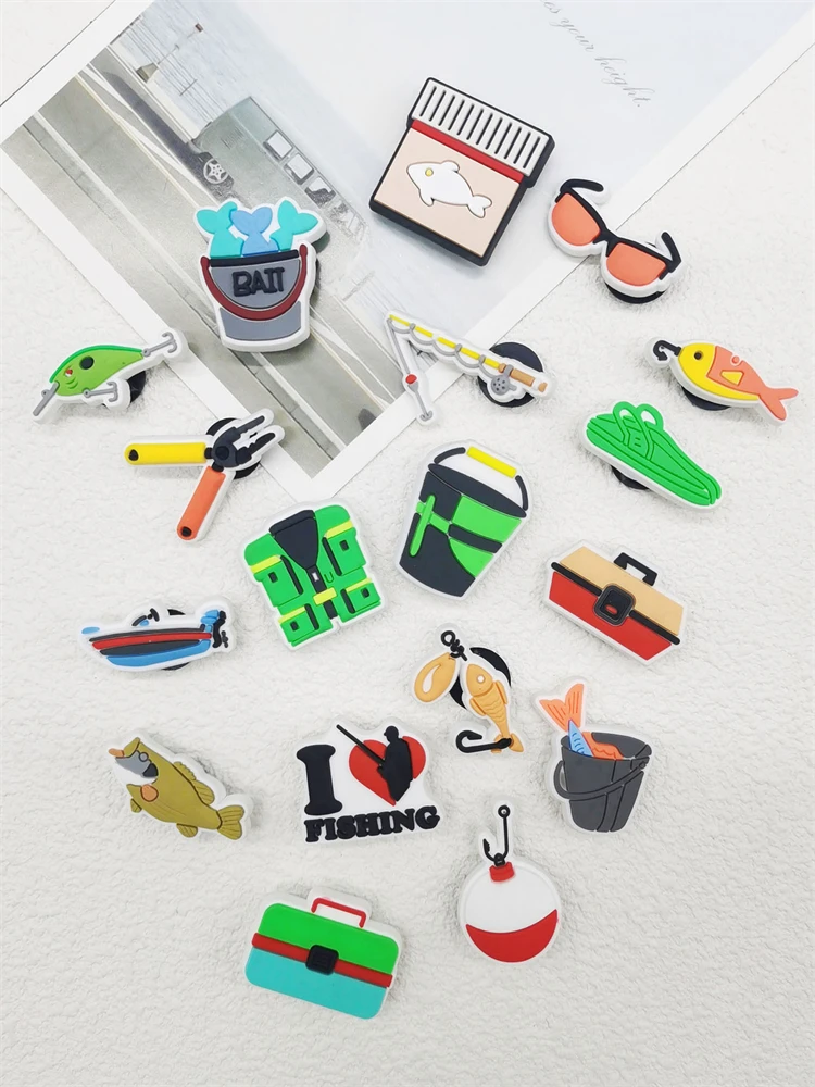 18PCS Schuh Charms PVC Angeln Serie Dekorationen Für Frauen Garten Schuhe Neue Design Kawaii Diy Ornamente Clog Schnalle Zubehör