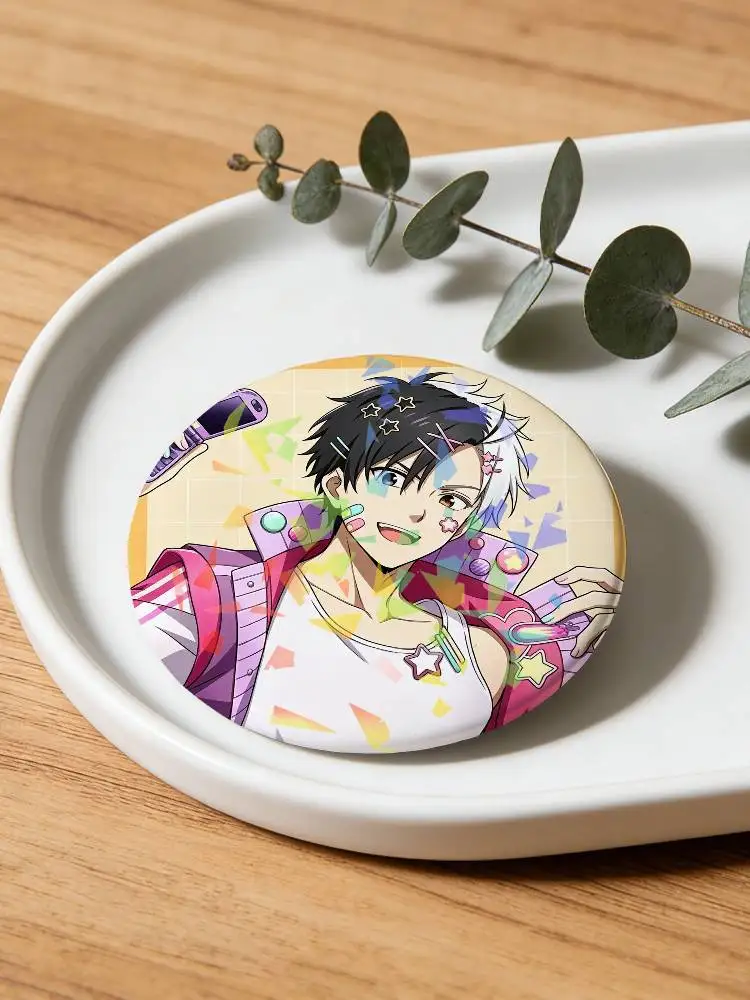 Anime Wind Breaker Round Badge Lapel Pins for Backpacks Briefcase Laser Brooch Clothes Gifts