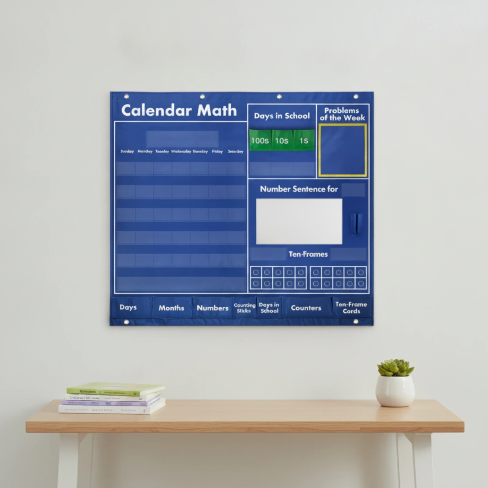 Math Calendar Pocket Chart Homeschool Preschool Math Calendar Classroom Pocket Chart Reusable Multi-Functional for Teachers