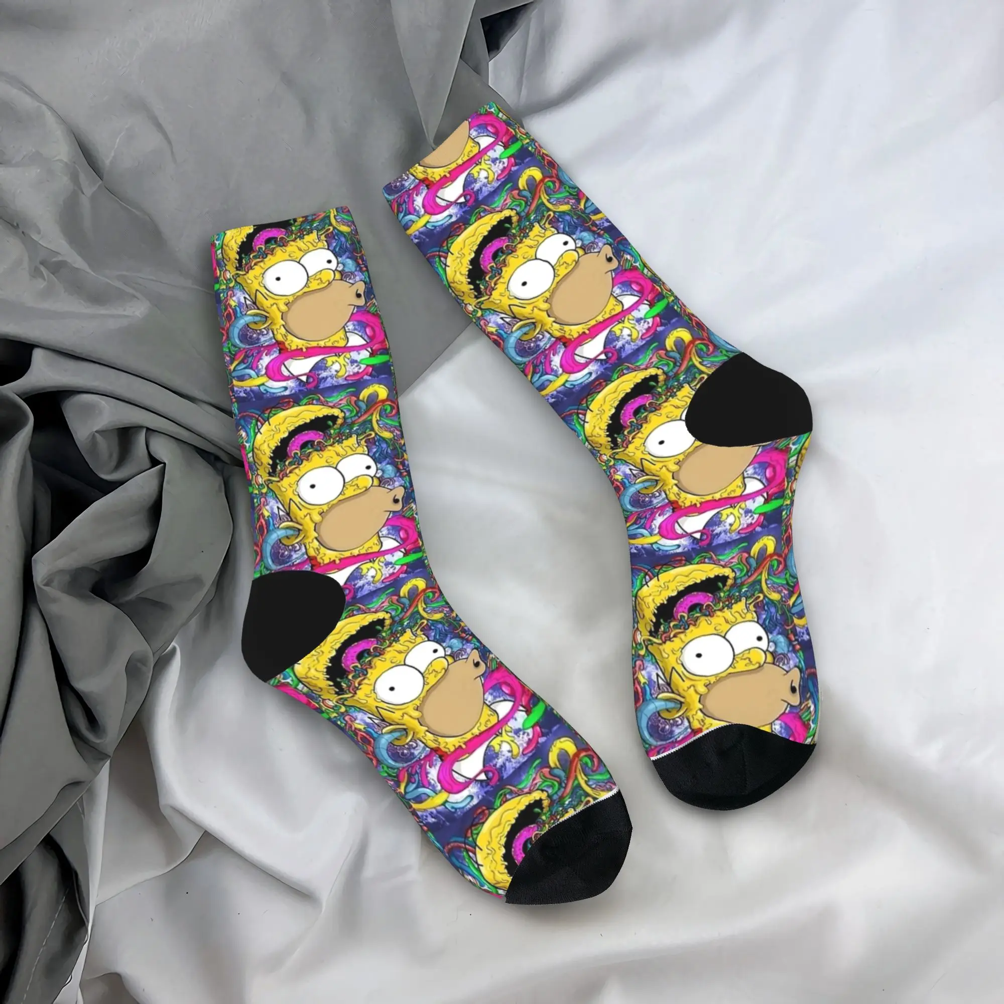 

Crazy Homer S-Simpsons Stockings Unisex Men Socks Quality Funny Socks Autumn Running Sports Anti-Slip Pattern Socks Gift