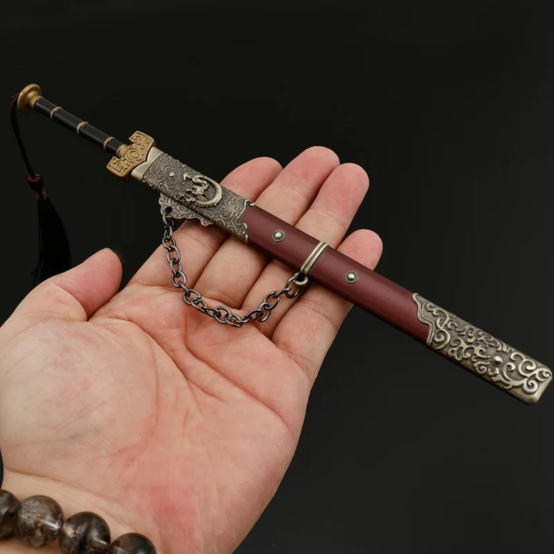 22 centimetri Demone Slayer Spada Mito Nero Wukong Gioco Periferico Yang Jian Arma In Metallo Modello Accessorio Ornamento Collezione Giocattolo Artigianale