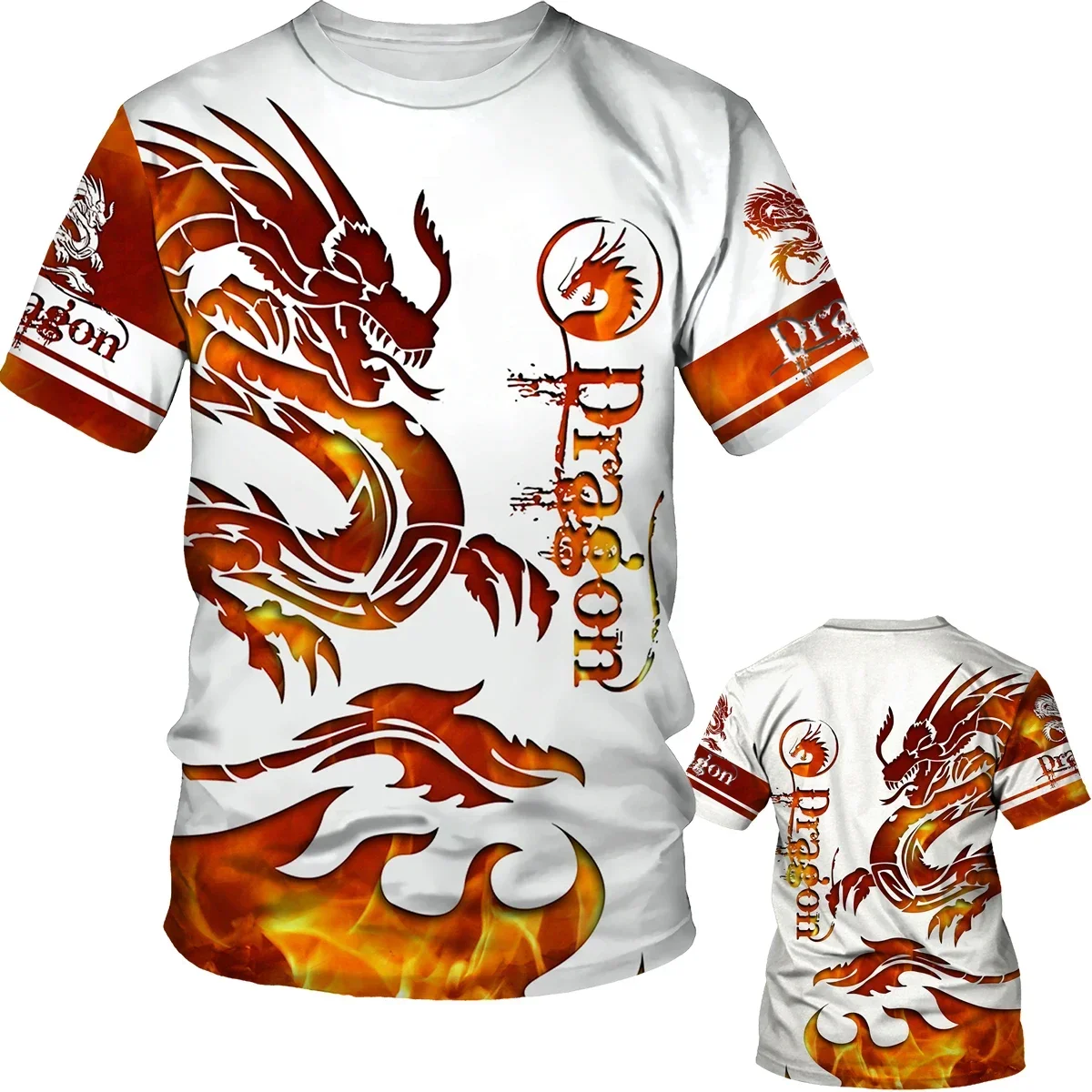 

2025 Summer men's 3D printed T-shirt Dragon graphics O collar short sleeve fashion casual loose interesting breathable tops
