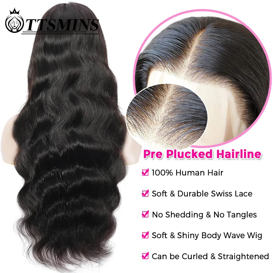 Wig renda depan bergelombang longgar rambut manusia gelombang tubuh 13x4 Wig Frontal renda telah ditanami dengan rambut bayi 180% Wig rambut manusia Brasil