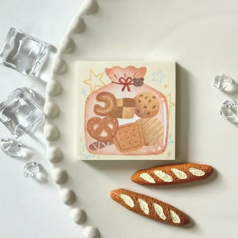 3 pezzi simpatico cartone animato serie alimentare adesivo memo carta messaggio fai da te non appiccicoso messaggio note materiali fatti a mano decorazione album