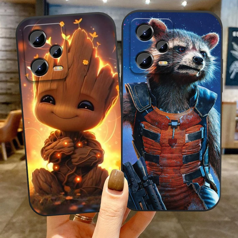 Marvel Rocket Raccoon Hero For Xiaomi Redmi Note 13 12R 12 12S Turbo 11 11T 11S 10 10S Pro Plus 5G Black Cover Phone Case