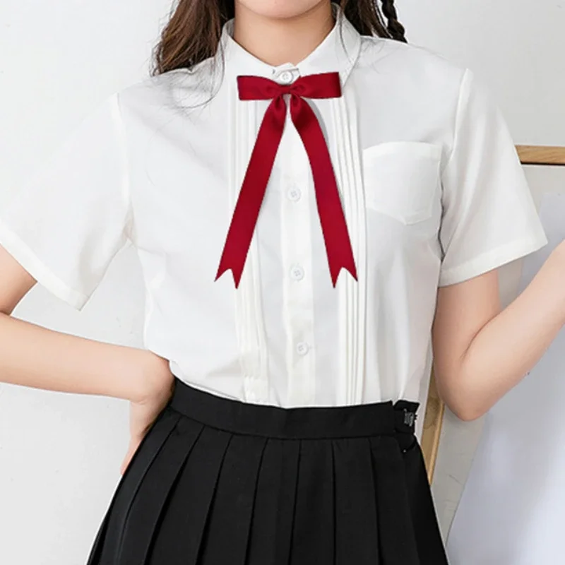 Korean White Shirt Brooch Necktie Female Tie College Style British and Japanese Style Black Fashionable Ribbon Bow Decoration