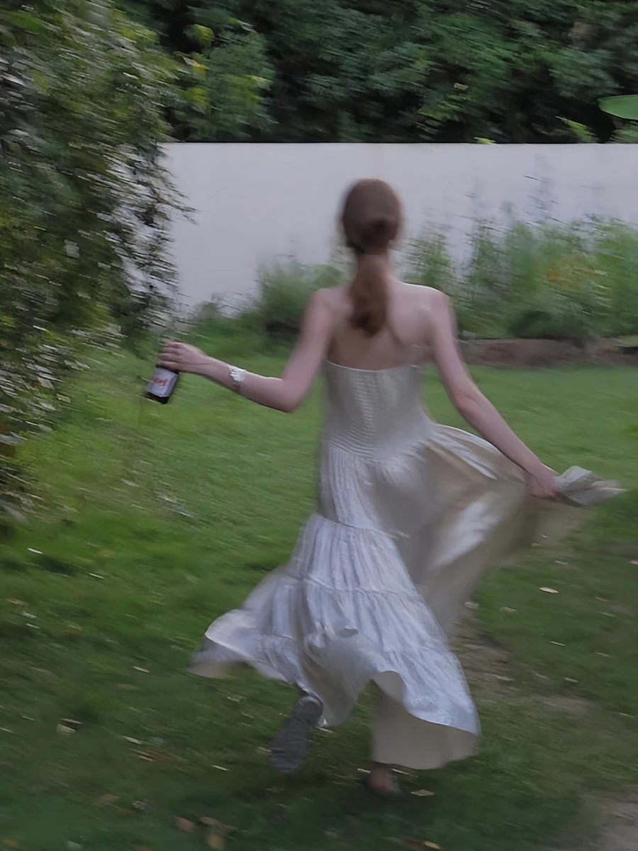 ReddaChic Women Party Sparkly Sequin Cami Dress Glossy V-neck Ruffle Elastic Back Pleated Long Dress Homecoming Formal Clothes