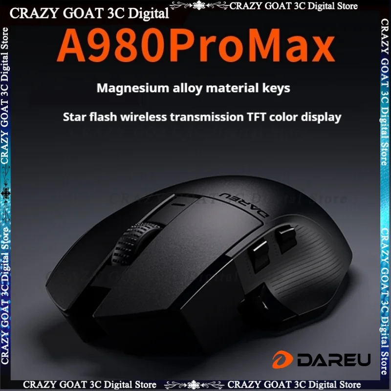 

Мышь компьютерная беспроводная DAREU A980Pro Max, игровая мышь из магниевого сплава, с сенсорным экраном 4K PAW3395, 3 режима работы