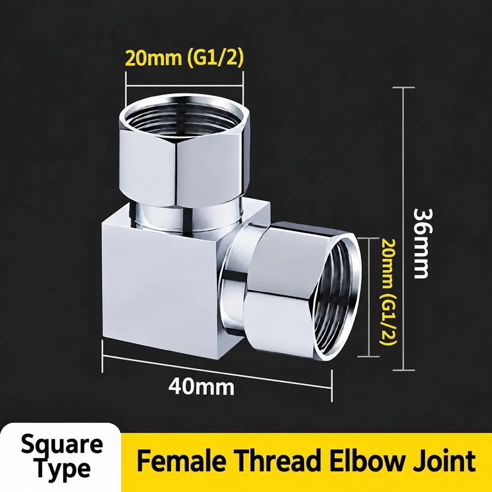 Square Shape T Pipe Fitting Male Female Thread Metal Three Way Valve Chrome Finish Multi Directional Plumbing Connector