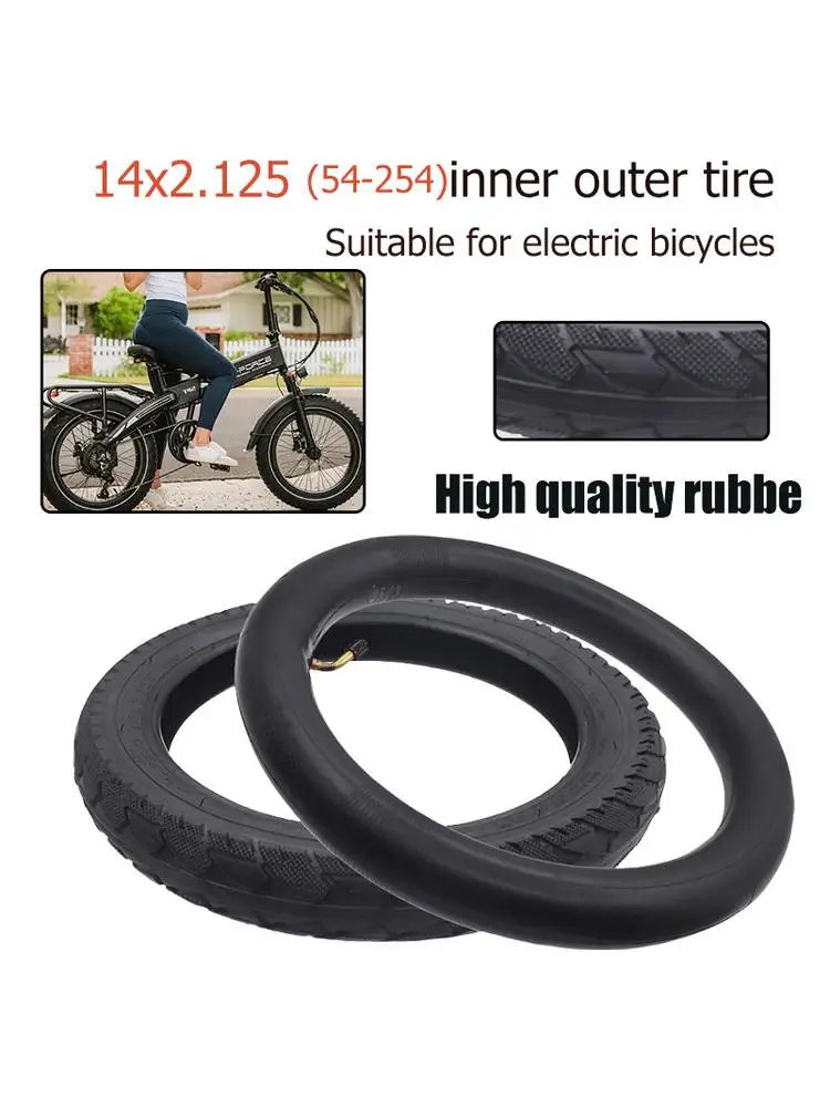 AliExpress NONE High Quality 14*2.125 Electric Bicycle antiskid tyre 14 X 2.125 54-254 tyre tube fits  Electric Scooters 14x2.125