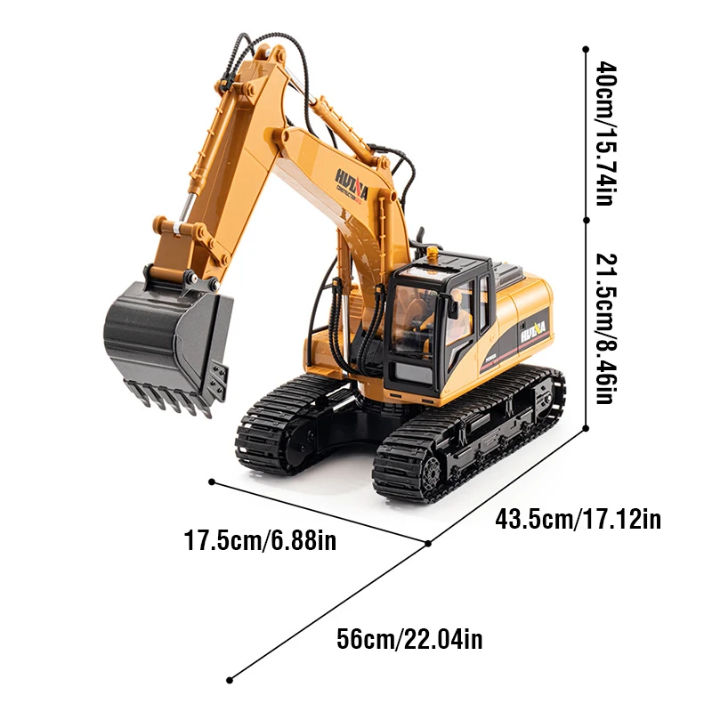 Huina 1535 1/14 Rc Excavator Remote Control  Truck Toy Excavator with Lights RC Trucks Tractor Model Engineering Car Toys Boys